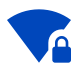 blue icon of wifi signal with a lock